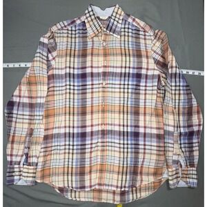 Stenströms Shirt Mens M Multicolor Plaid Cotton Long Sleeve Button Up Slim Fit